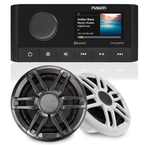 Fusion MS-RA210 Marine Stereo With Fusion 1 Pair Fusion XS-F65SPGW XS Series 6.5" 200-Watt Sports Marine Speakers - Pair