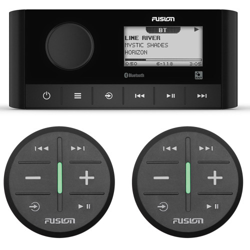 Fusion MS-RA60 Marine Stereo With 2 Fusion ARX70B Wireless Remote Black