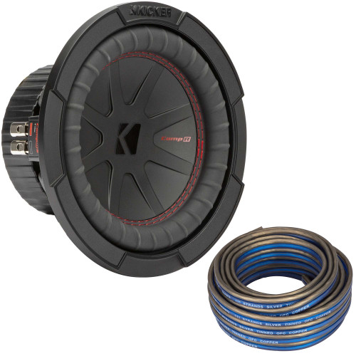 Kicker 48CWR84 CompR 8" Subwoofer, DVC, 4-ohm - Includes Speaker Wire