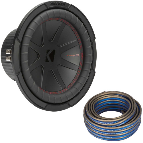 Kicker 48CWR104 CompR 10" Subwoofer, DVC, 4-ohm - Includes Speaker Wire