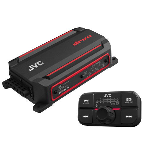 JVC KS-DR2104DBT 4-Channel Compact Digital Amplifier featuring Bluetooth for Compact Car, Marine, UTV and Motorcycle / Max Power 600W / 50W RMS x 4 @ 4 ohms