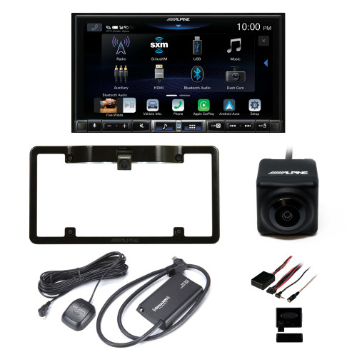 Alpine iLX-507 7" CarPlay/Android Auto Hi-Res Receiver w/ SXV300v1 Satellite Tuner, Steering Wheel Control Interface, KTX-C10LP Frame and HCE-C1100 Back Up Cam