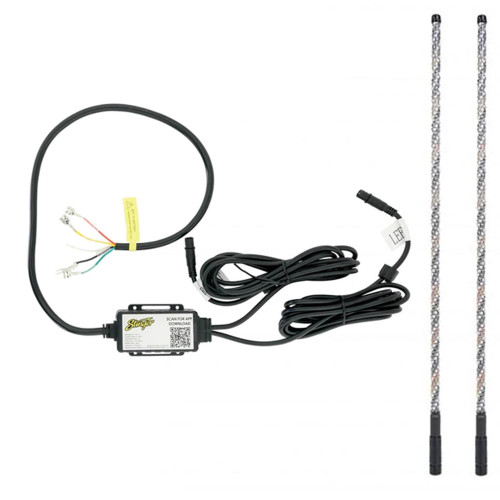 Stinger 2-SPXWPRGB4D 4-FOOT DYNAMIC TWISTED LED RGB WHIP LIGHT with SPXWPBTCD Bluetooth Remote for Dynamic Whips
