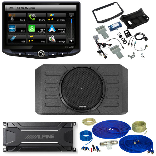 Stinger HEIGH10 Multimedia Receiver with SR-JK11H Installation Kit, Stinger TXJWB12 Tailgate Subwoofer, and Alpine KTA-30MW Weather Resistant Amp Compatible With Wrangler JK 2011-2018