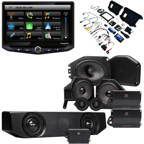 Stinger HEIGH10 Multimedia Receiver with SRK-JW18EH Installation Kit, MB Quart Stage 6 Speaker/Amp Upgrade and MBQJT-SUBA-1 Under Seat Sub System Compatible With Gladiator JT 2020+