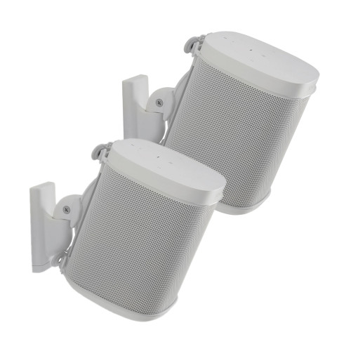 Sanus SAN-WSWM22-W1 White, Pair, Wireless Speaker Swivel and Tilt Wall Mount designed for Sonos ONE. Play:1, and Play:3