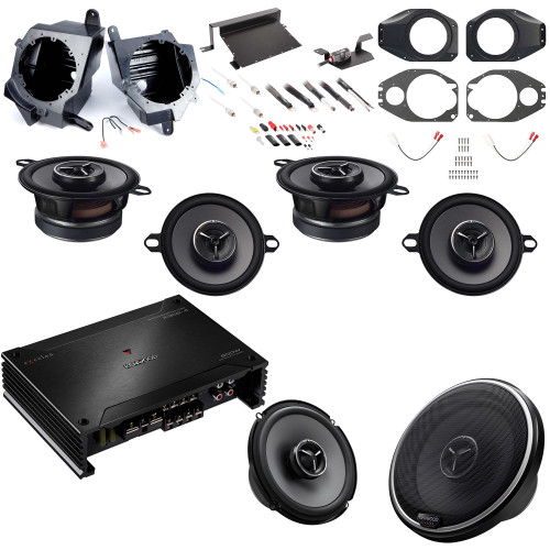 Kenwood eXcelon 1 Pair KFC-X3C and 2 Pairs KFC-X174 and X302-4 Six Speaker with Amplifier Upgrade Kit Compatible With Wrangler And Gladiator 2018+