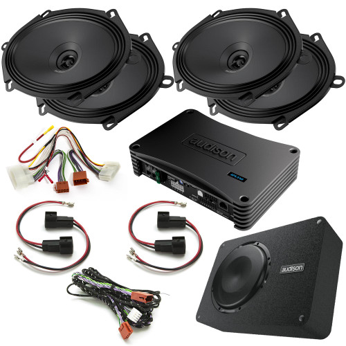 Audison 5.9 Bit Amplifier with Front & Rear APX 570 Coaxial Speakers and APBX 8 R Sub and all cables Compatible with 11-14 Ford F-150 Non Sony Radios
