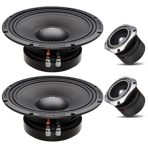 Power Bass 1 Pair of XPRO-4H 4" Compression Horn Tweeters and 1 Pair XPRO-8 - 8" Midrange Drivers