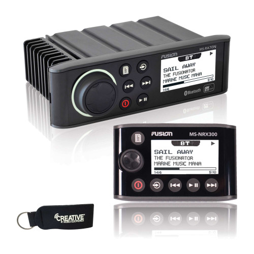 Fusion MS-RA70N Marine Entertainment System with Bluetooth & NMEA 2000 + Fusion MS-NRX300 IPX7 NMEA 2000 Wired Remote