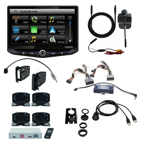 Stinger Made For Wrangler JK (2011-2018) Radio Replacement Kit - Heigh10 10" Touchscreen with Android Auto, Apple CarPlay, Bluetooth, Includes Installation Accessories, Side View & Underbody Cameras
