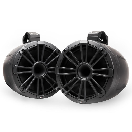 MB Quart NHT2-120 Nautic 8 Inch Marine Compression Horn Tower Speakers. Black, Silver and White Grills Included - Used Very Good