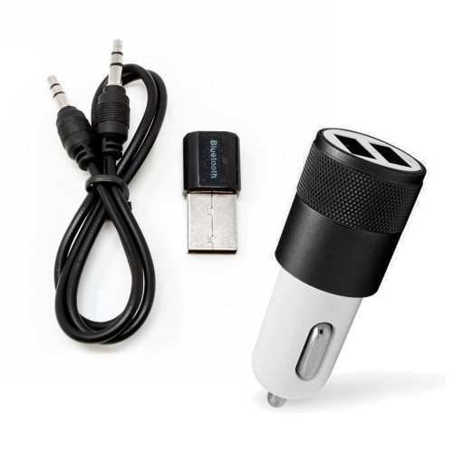 USB Powered Bluetooth Adapter for AUX Inputs & Mini Smart Dual Port USB Car Charger Adapter 5V/2.1A And 5V/1A