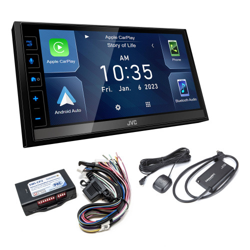 JVC KW-M780BT 6.8" Digital Media Receiver, Capacitive Touch Control Monitor, Apple CarPlay / Android Auto with SWI-CP2 Steering Wheel Control Interface and SXV300v1 Sat Radio Tuner