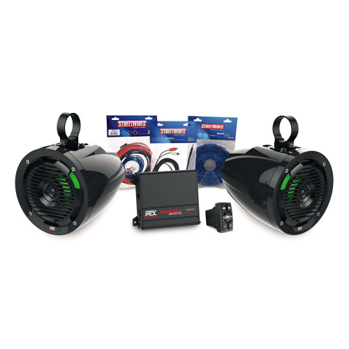 MTX Audio UNI-1-AWBTSW Universal Bluetooth Switch Audio Package with Amplifier and 2 Roll Cage Speakers