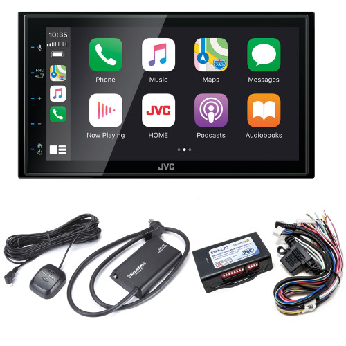 JVC KW-M560BT Digital Media Receiver 6.8" Touch Panel Compatible With Apple CarPlay & Android Auto with SXV300v1 Satellite Radio Tuner and SWI-CP2 Steering Wheel Interface