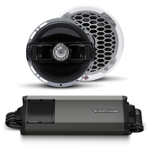 Rockford Fosgate M5-1500X5 5 Ch. Element Ready Amplifier with 2 Pairs of Rockford PM2652 6.5” Marine Grade coax/component system