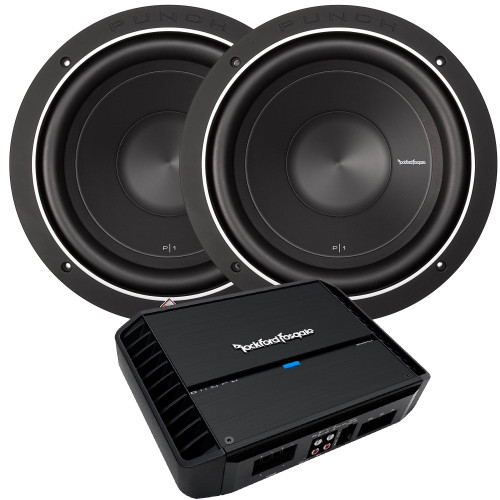 Rockford Fosgate - Two P1S4-10 10" Subwoofers, 4-Ohm and a P500X1BD Amplifier - 150x1 @ 4-Ohm, 300x1 @ 2-Ohm, 500x1 @ 1-Ohm