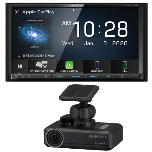 Kenwood DDX9707S MultiMedia Receiver Compatible With Apple CarPlay & Android Auto with a Kenwood DRV-N520 Drive Recorder