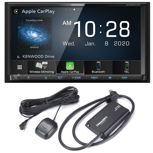 Kenwood DMX9707S MultiMedia Receiver (No CD) Compatible With Apple CarPlay & Android Auto with a SXV300v1 Connect Vehicle Tuner Kit for Satellite Radio
