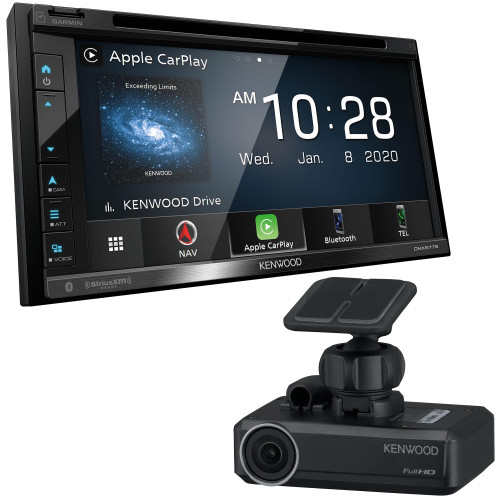 Kenwood DNX577S Navigation Receiver Compatible With Apple CarPlay & Android Auto with a Kenwood DRV-N520 Drive Recorder