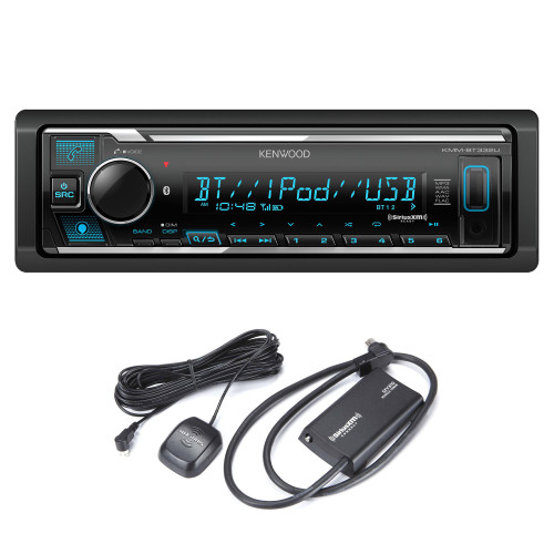 Kenwood KMM-BT332U Bluetooth USB single DIN Media Receiver (No CD) with Alexa with a Sirius XM SXV300v1 Connect Vehicle Tuner Kit for Satellite Radio