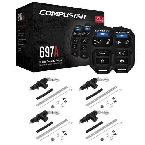 Compustar CS697-A 1-Way 200' Alarm Keyless w/o Siren and Four Code Alarm DA1 Standard 2-Wire Door Lock Actuators