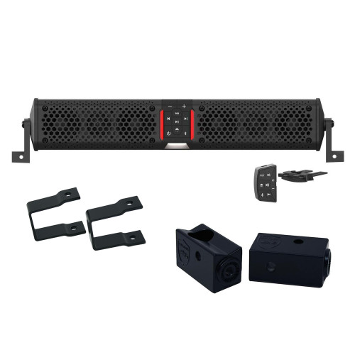 Wet Sounds STEALTH-XT-6-B Wet Sounds STEALTH XT 6 Speaker All-In-One Amplified Bluetooth Soundbar With Remote – Black with Slider Brackets and .75" Square Clamps