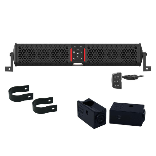 Wet Sounds STEALTH-XT-6-B Wet Sounds STEALTH XT 6 Speaker All-In-One Amplified Bluetooth Soundbar With Remote – Black with Slider Brackets and 2.00" Round Clamps