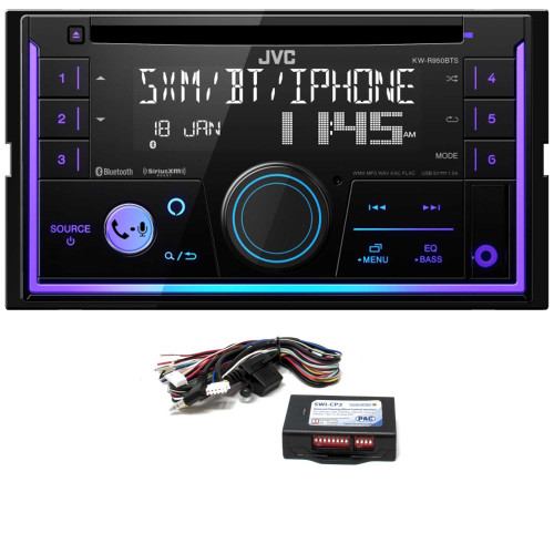 JVC KW-R950BTS 2-DIN CD Receiver BT/USB/Sirius XM/Amazon Alexa/13-Band EQ / Variable-Color Illumination with SWI-CP2 Steering Wheel Interface