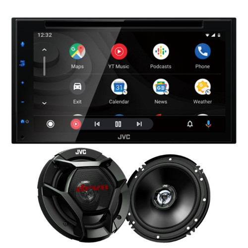 JVC KW-V66BT 6.8" Touchscreen Receiver Compatible with Apple CarPlay & Android Auto Bundled with 1 Pair JVC CS-DR621 6.5" Coax Speakers