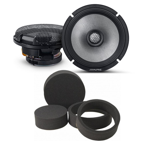 Alpine R2-S65 High-Resolution 6.5" Coaxial with RKFR65 3-piece Foam Fast Ring Speaker Enhancement