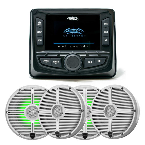 Wet Sounds WS-MC-2 Marine Radio with 2 Pairs Wet Sounds RECON 6-S