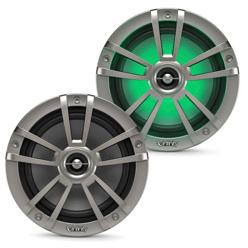 Infinity 622MLT Marine 6.5 Inch RGB LED Coaxial Speakers - Titanium - Used Acceptable