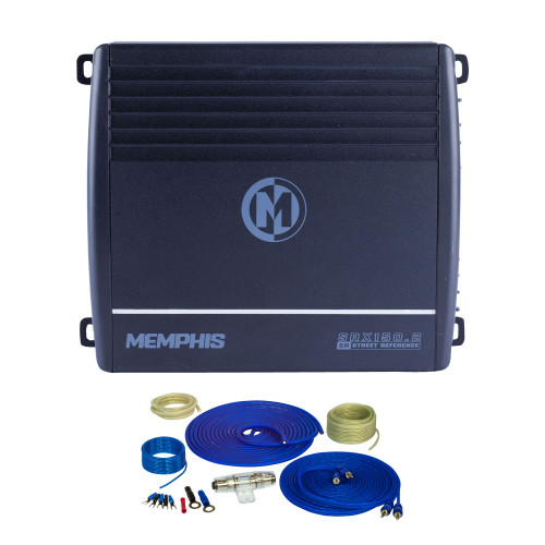 Memphis Audio SRX150.2 150 Watt RMS 2-Channel Car Stereo Amplifier 2-Ohm Amp Bundle with 8 Gauge Complete Amp Installation Wire Kit