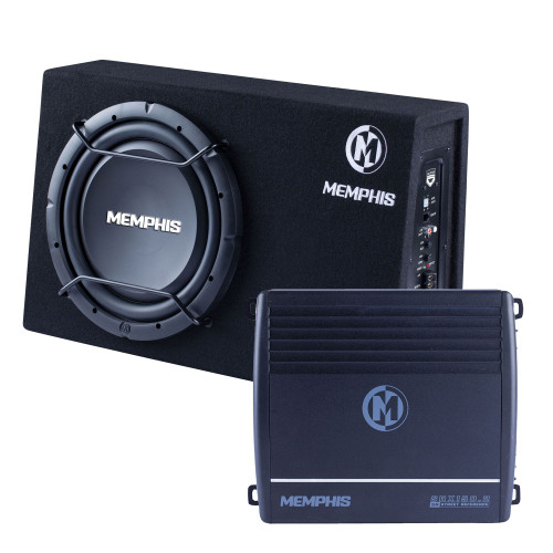 Memphis Audio SRXS112SP Powered 12" SRXS Loaded Truck Enclosure with SRX150.2 Amplifier Built In/Woven Tinsel Leads