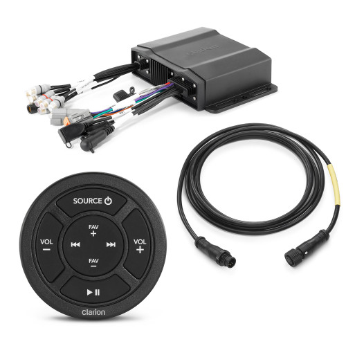 Clarion CMM-30BB Hideaway Marine Source Unit NMEA 2000® & CMR-10 Wired Marine Remote with Backlit Controls & 6' cable