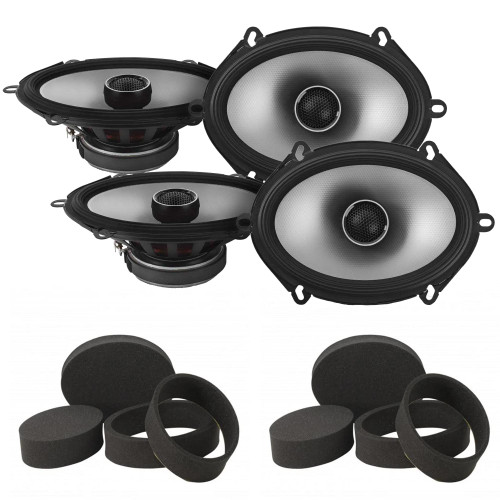 Alpine 2 Pairs S2-S68 5x7" Type S Coax Speakers with 2 Pairs Stinger RKFR5768 Roadkill Fast Rings 5x7" - 6x8"