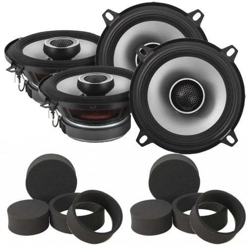 Alpine 2 Pairs of S2-S50 5.25" Type S Coax Speakers with 2 Pairs of Stinger RKFR5 Roadkill Fast Rings 5.25"