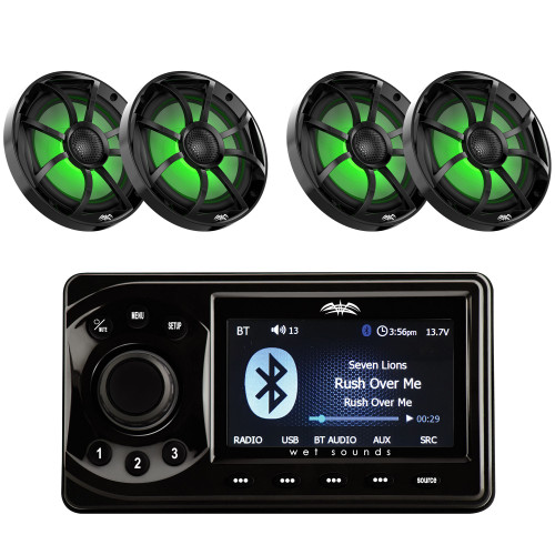 Wet Sounds WS-MC-1 4 Zone Bluetooth Marine Media Center with 5