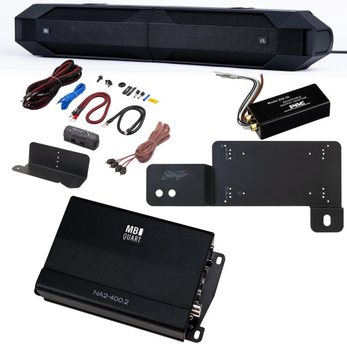 JBL JBLBB4005D - 5-Door Passive Sound Bar Compatible with Bronco with MB Quart NA2-400.2 compact Two Channel, 400 watt Powersports amplifier and Bronco Install Accessories