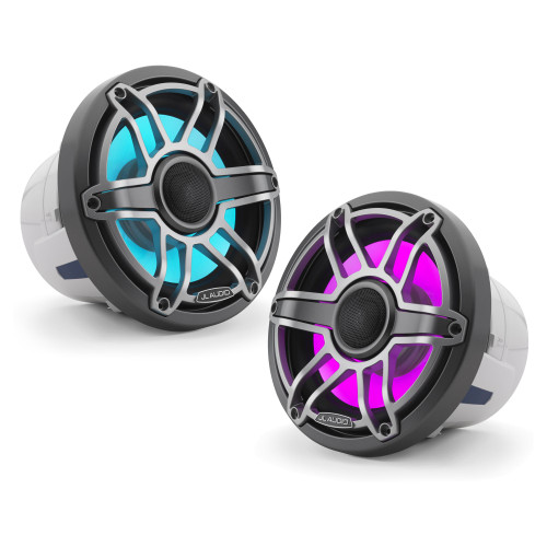 JL Audio 8.8-Inch M6 Marine Coaxial Speaker System, RGB LED, Gunmetal & Titanium, Sport Grille - SKU: M6-880X-S-GmTi-i - Open Box