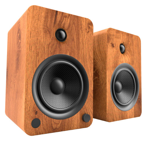 Kanto YU6WALNUT YU6 Walnut 200 Watt Peak Powered Speakers with Bluetooth, Built-In Phono Preamp and Kevlar® Drivers, Pair - Used, Open Box