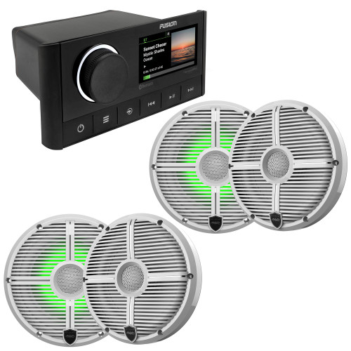 Fusion MS-RA670 Marine Receiver with 2 Pairs Wet Sounds RECON8-XWW-RGB 8" Marine RGB LED Speakers