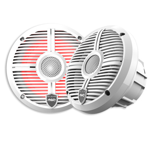 Wet Sounds REVO 6-XWW White Closed XW Grille 6.5 Inch Marine LED Coaxial Speakers (pair)