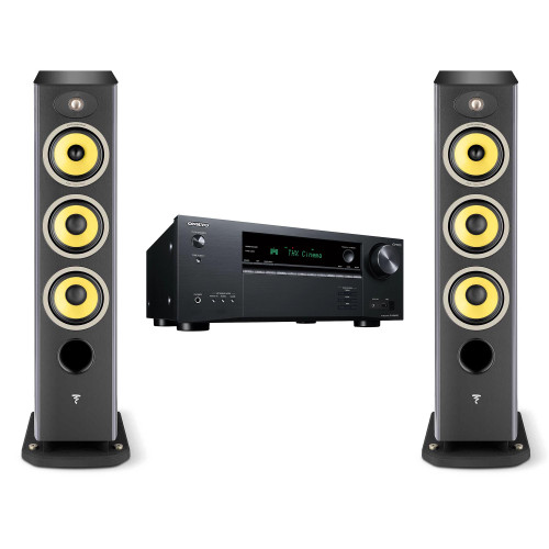Focal Aria K2 926 Ash Grey (Limited Edition) 3-Way Floorstanding Audiophile Tower Speaker (PAIR) and TX-NR6100 7.2-Channel THX Certified AV Receiver