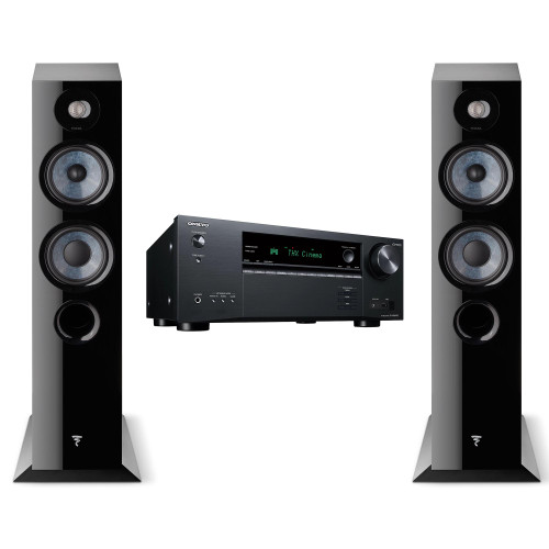 Focal Chora 816 2.5-way bass reflex floorstanding loudspeaker, Black (Pair) and TX-NR6100 7.2-Channel THX Certified AV Receiver