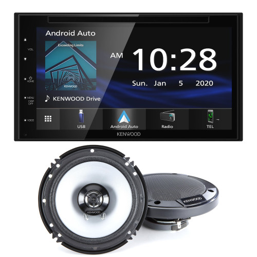 Kenwood DMX4707S MultiMedia Receiver (No CD) Compatible With Apple CarPlay & Android Auto with a Kenwood KFC-1666S 6-1/2" 2-way Speaker System