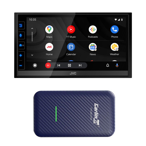 JVC KW-M780BT 6.8-inch Capacitive Touch Digital BT Receiver, Apple CarPlay, Android Auto, iDatalink Maestro Ready, HDMI Input, 13-Band EQ, Short Chassis with Carlinkit CPC200-CP2A 5.0 Adapter - Wireless CarPlay & Wireless Android