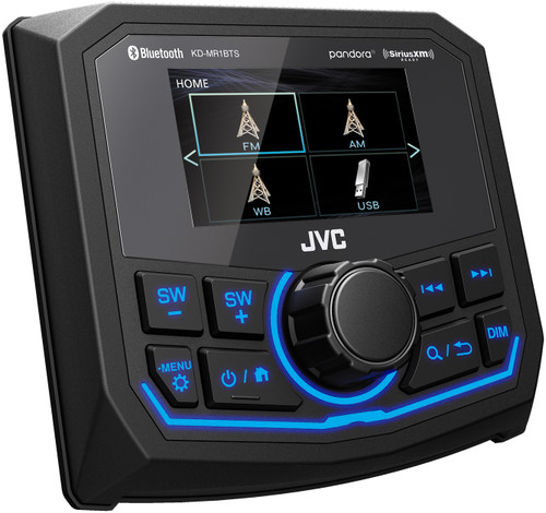 JVC KD-MR1BTS Marine / MotorSports Digital Media Receiver with USB, 2.7" Color Display, Weather Band, and Camera Ready